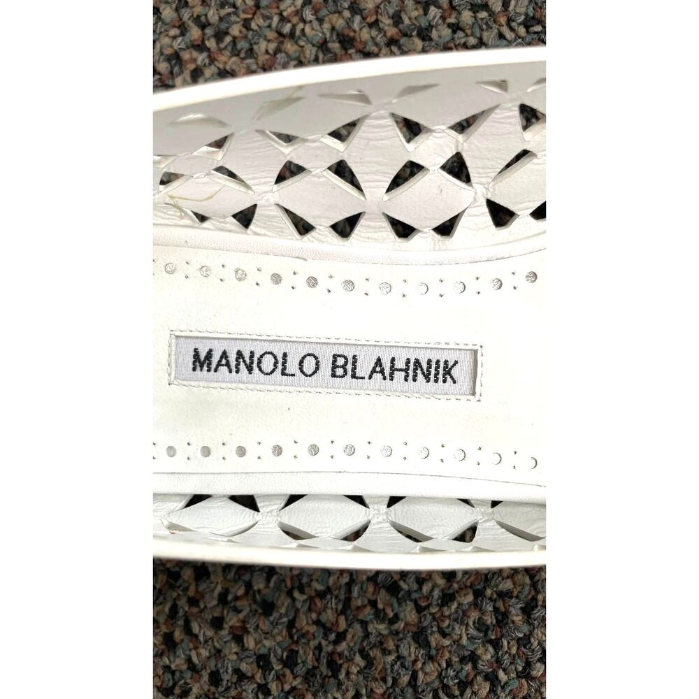 ~ Manolo Blahnik 37 Gelista Leather Ballet Flats Perforated Authentic 6.5-7 - Picture 9 of 15